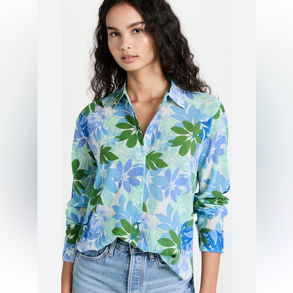 XiRENA Beau 100% Cotton Lightweight Floral Button Down Shirt Size XS